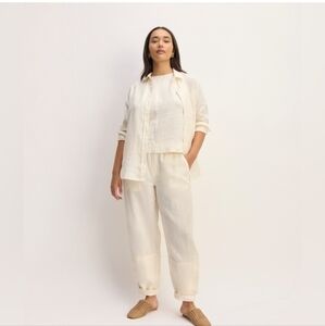 Everlane The Linen Pull-On Barrel Pant Cream Size Medium